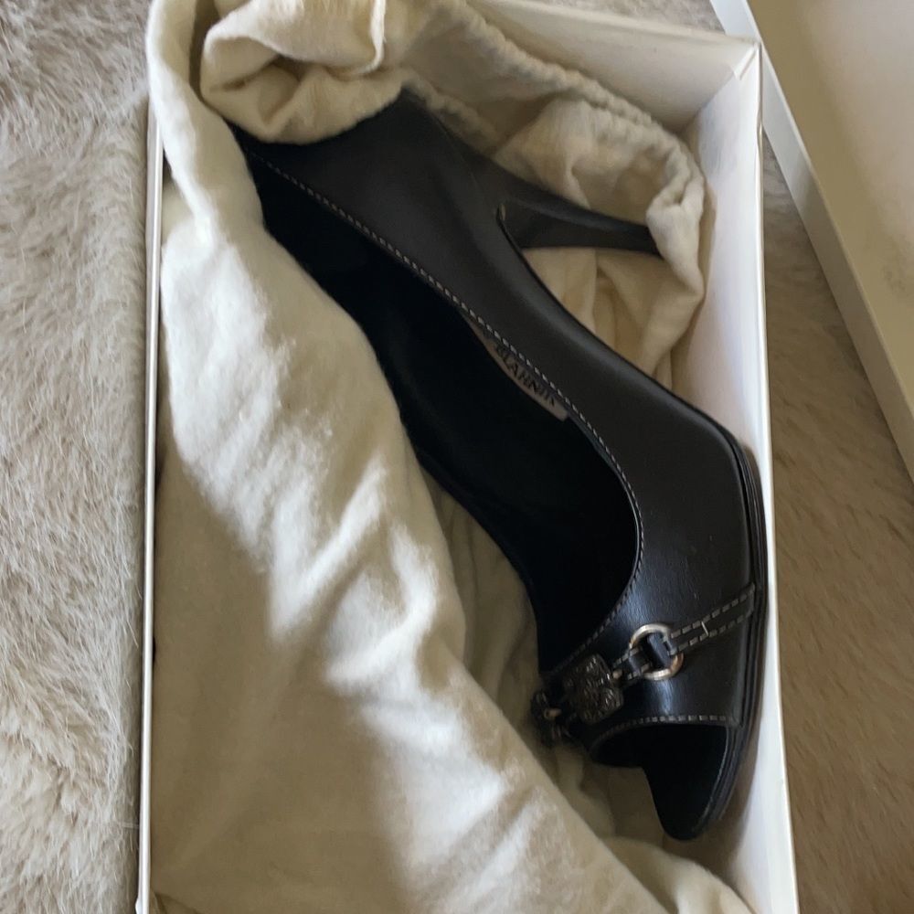 Manolo Blahnik black open toe heels